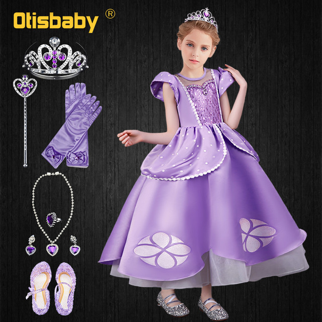 Vestido De Princesa Sofia Com Manga Bufante, Elegante Meninas Para Natal,  Vestido De Baile De Tule Com Lantejoulas, Fantasia De Princesa Para Festa  De Dia Das Bruxas - AliExpress